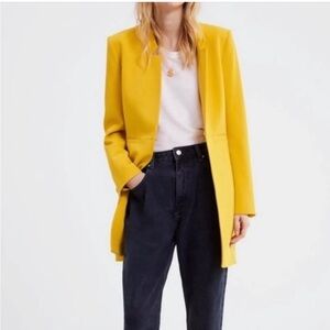 Zara mustard yellow long blazer